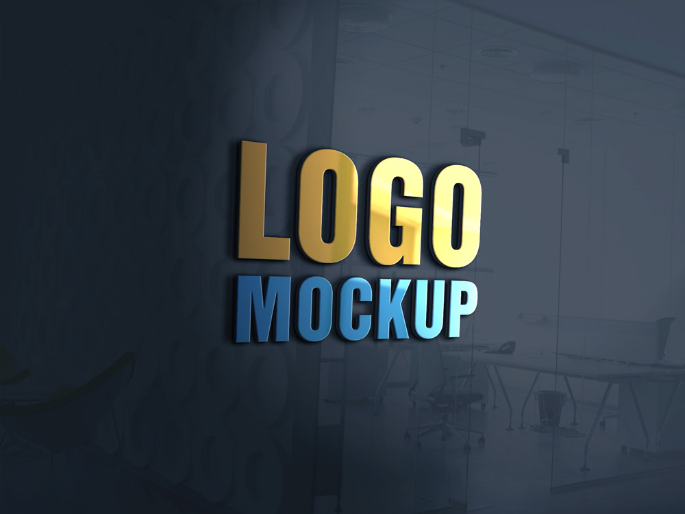 Download 3D Glass Window Logo MockUp