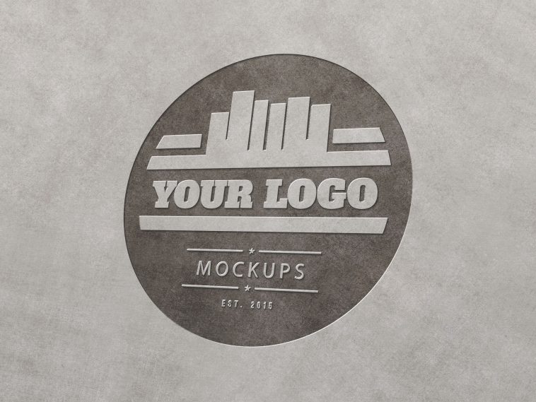 Metal engraved logo mockup free download