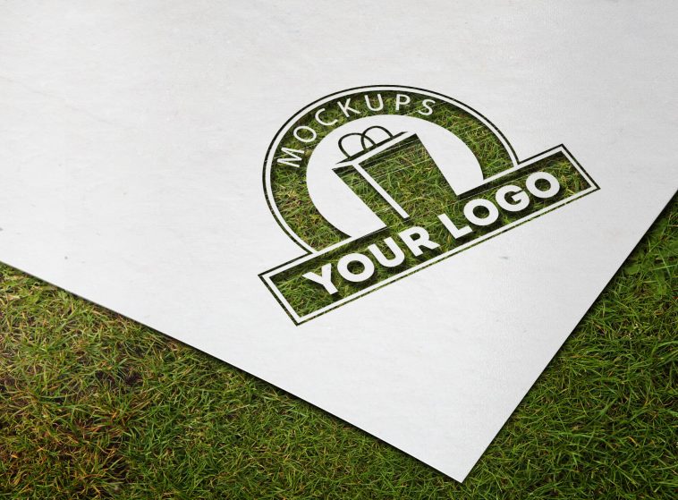 Paper cutout free logo mockup template download
