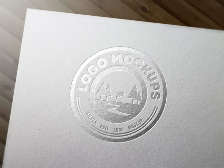 Silver foil logo mockup psd