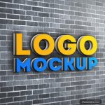 Wall Logo Mockup Free Download 3D