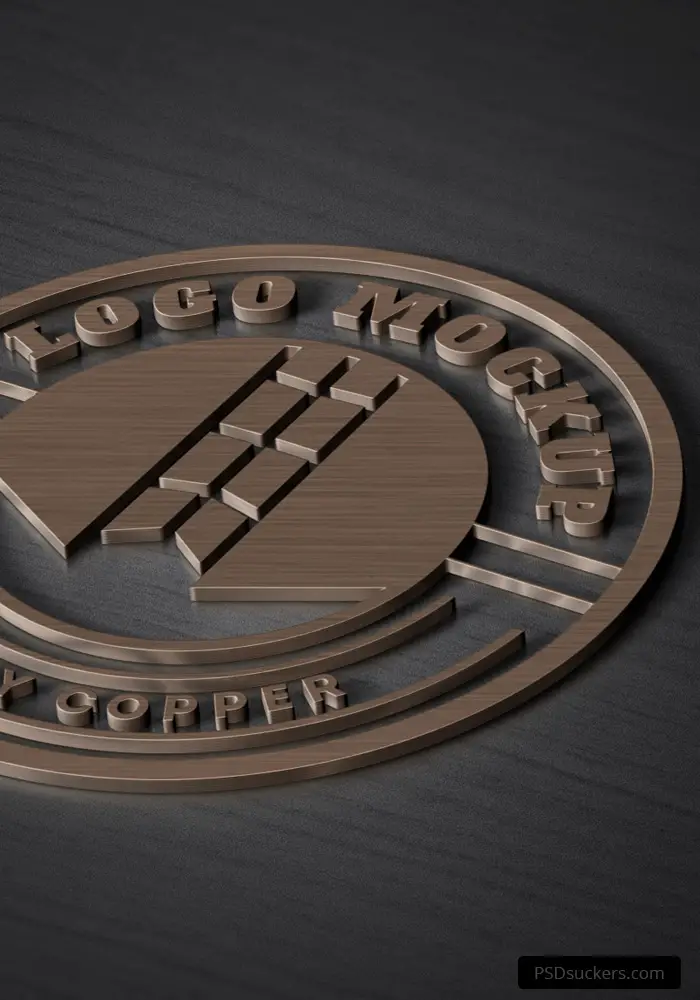 3D Copper Logo MockUp PSD Template