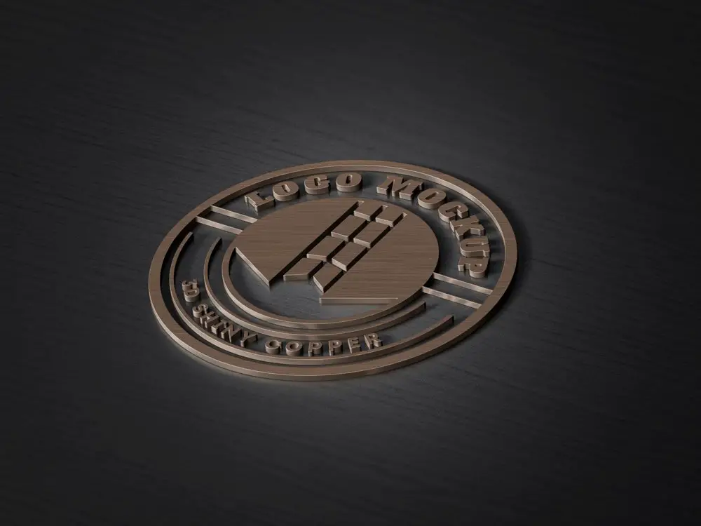 3d Copper Logo Mockup Psd Template