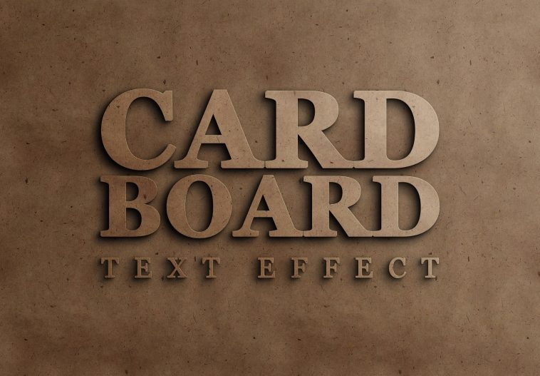 Cardboard free text effect psd download