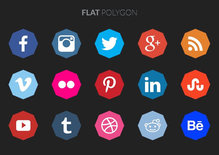 Free Round and Polygon Social Media Icons