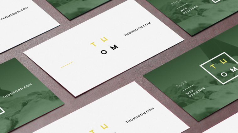 Perspective business card mockup