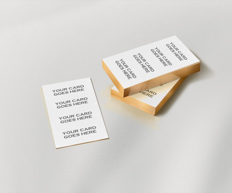 Free gold business card mockup
