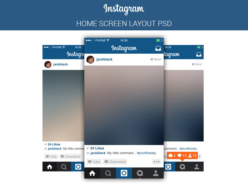 Download Free Instagram Homepage PSD Template