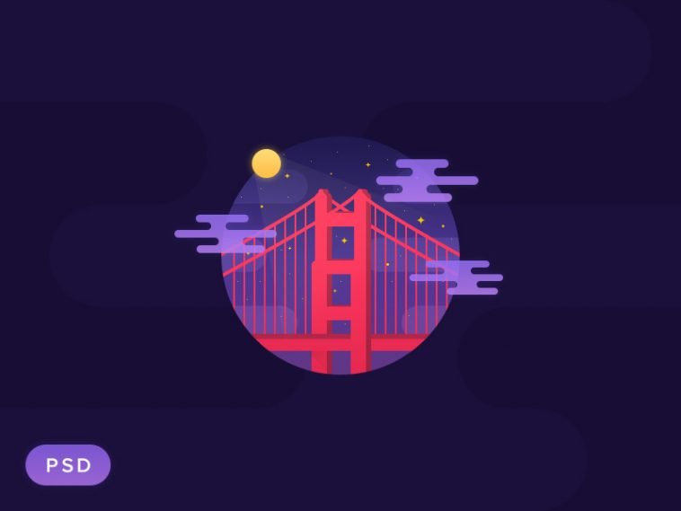 Free psd illustration golden gate