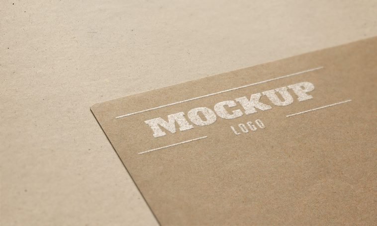 cardboard embossed free logo mockup