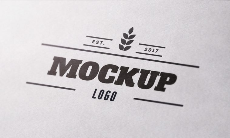 close up paper free logo mockup