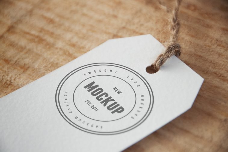 cloth tag free logo mockup