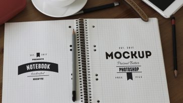 notebook amd sketch book PSD mockup free download