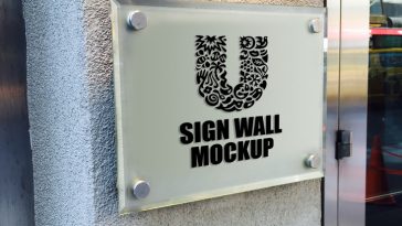 outdoor signage glass logo mockup