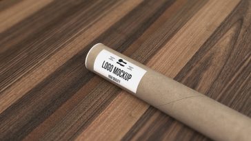 paper tube free logo mockup