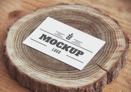 free logo mockup paper on wood