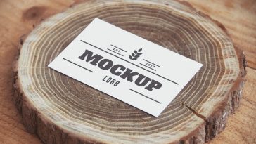 free logo mockup paper on wood