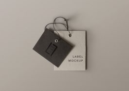 product label tag logo mockup psd