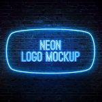 Download Neon Logo MockUp PSD Template