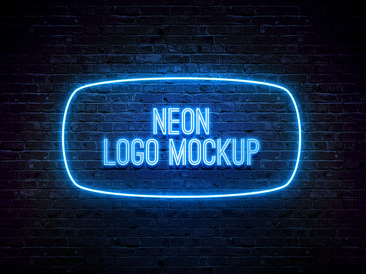 Download Neon Logo MockUp PSD Template