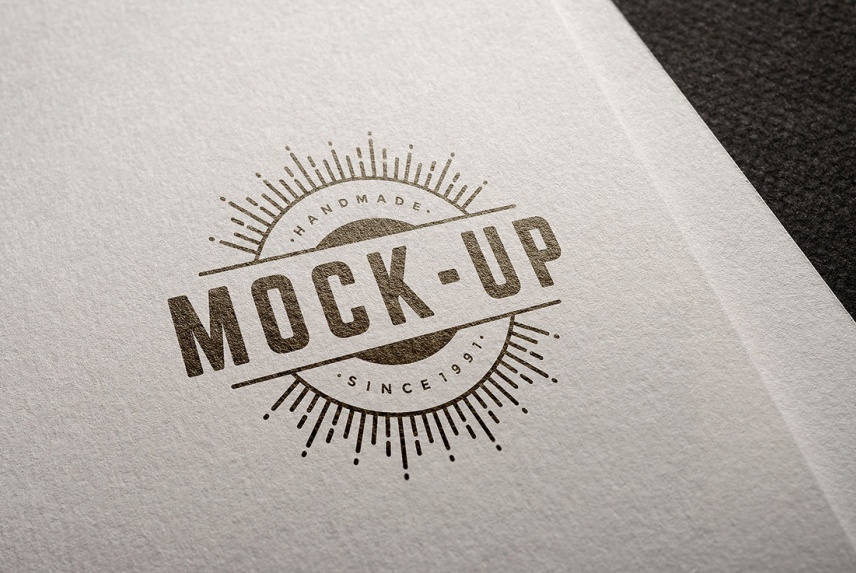 Embossed Logo Mockup on Dark Paper Stock Template