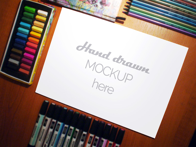 Hand Drawn Sketch Mockup (20 items) on Yellow Images Creative Store - 14577