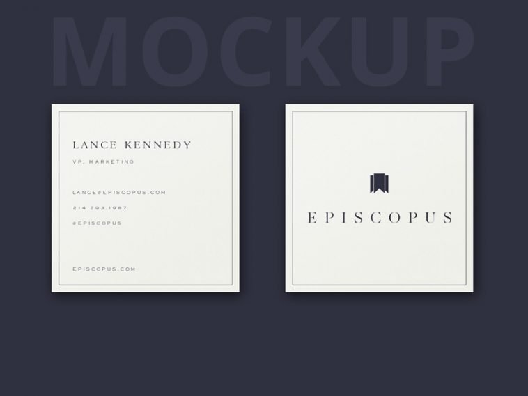 free square business card mockup