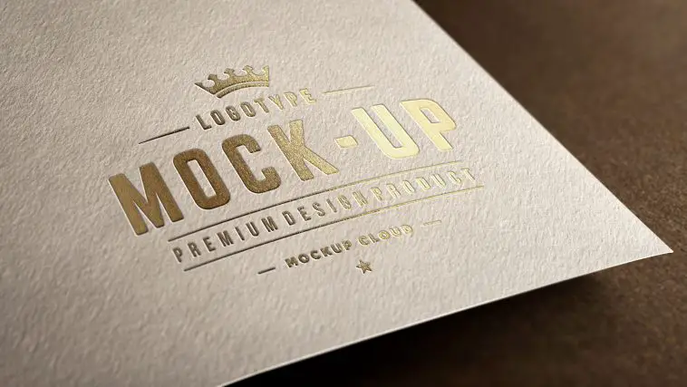 gold foil free paper logo mockup