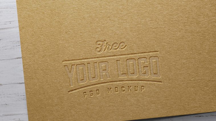 cardboard pressed engraved free logo mockup