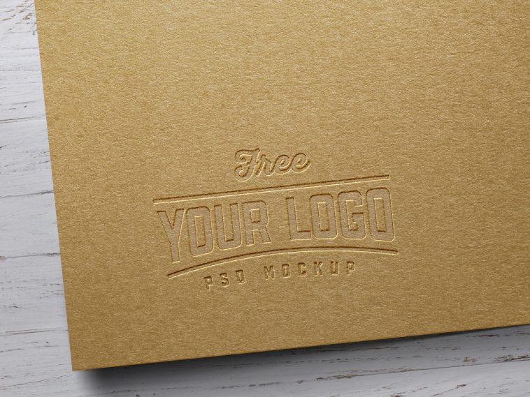 cardboard pressed engraved free logo mockup