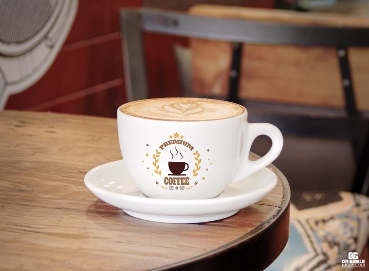 free coffee cup logo mockup psd