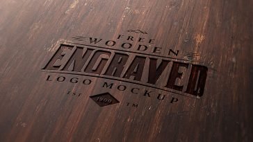 wood engraved free logo mockup