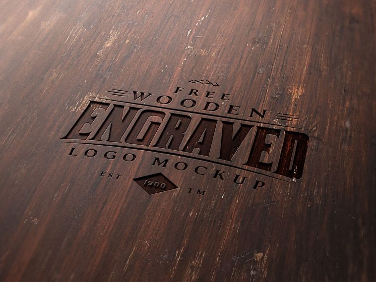 wood engraved free logo mockup