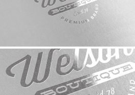 Metallic silver foil logo mockup