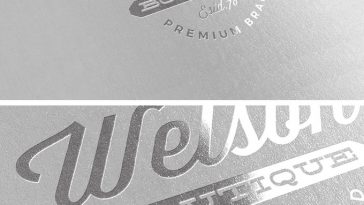 Metallic silver foil logo mockup