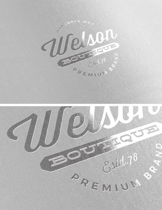 Metallic silver foil logo mockup