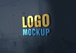 3D logo mockup - glass window psd template