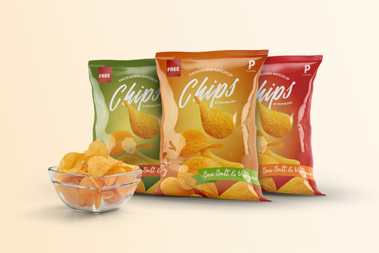 free chips plastic bag mockup