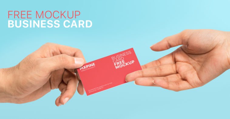 free business card mockup in hands