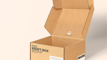 free cardboard shipping box mockup