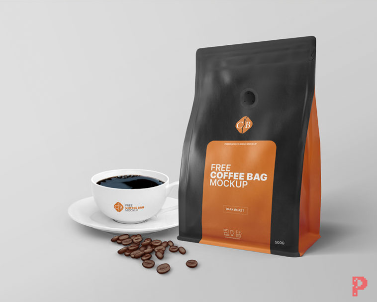 free coffee bag mockup