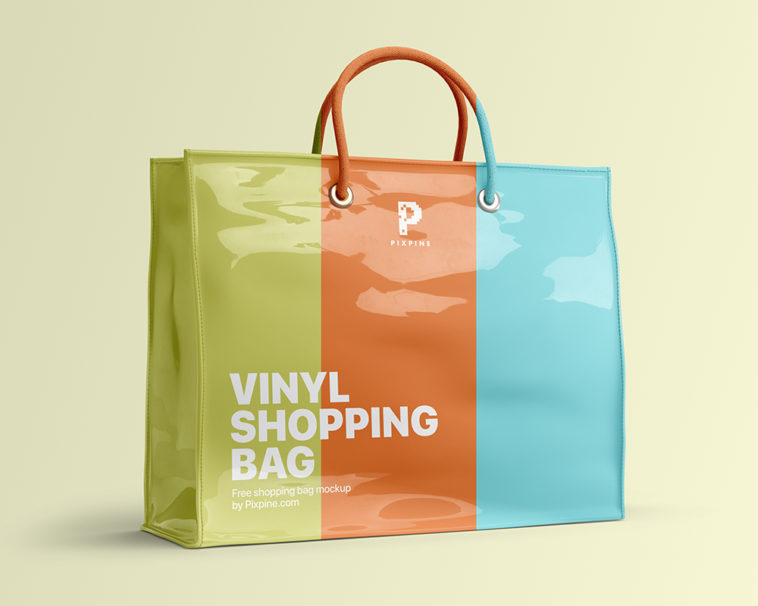 vinyl shopping bag mockup