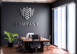 office wall 3d logo mockup