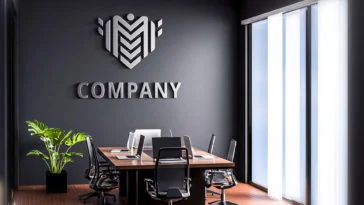 office wall 3d logo mockup