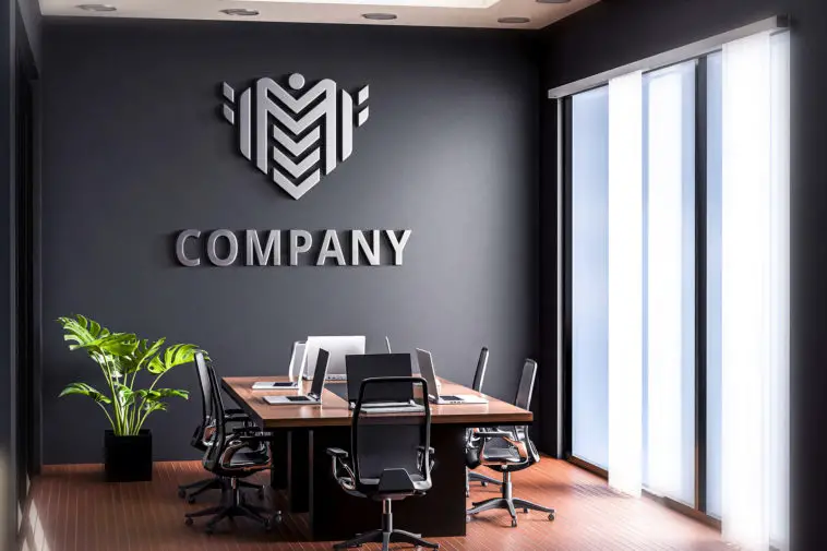 office wall 3d logo mockup