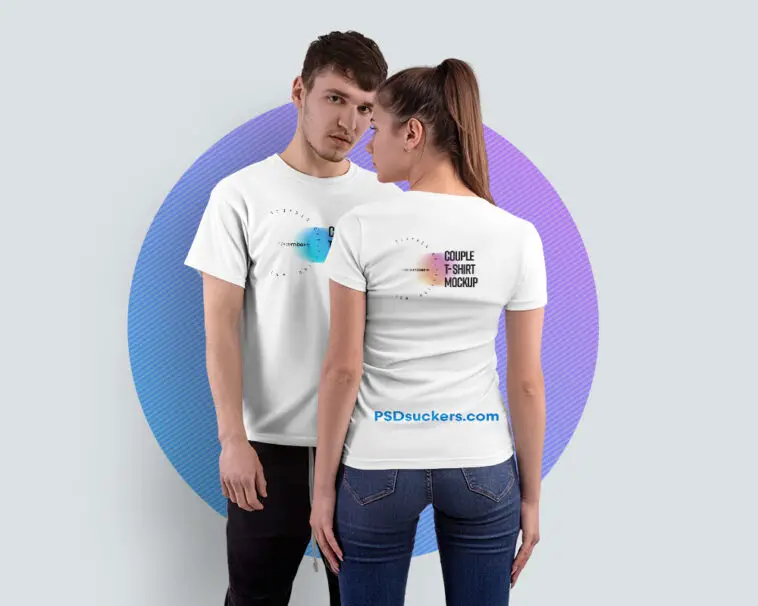 couple t-shirt mockup free download