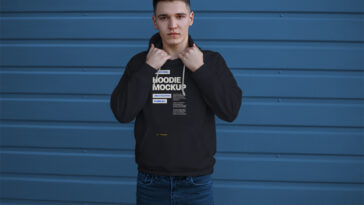 Men Black Hoodie MockUp